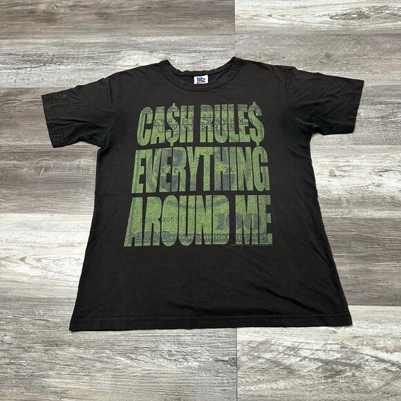 2000s‎ Wu-Tang Cash Rules Everything Around Me Gray Mens L Rap Hip Hop T-Shirt - Picture 2 of 11